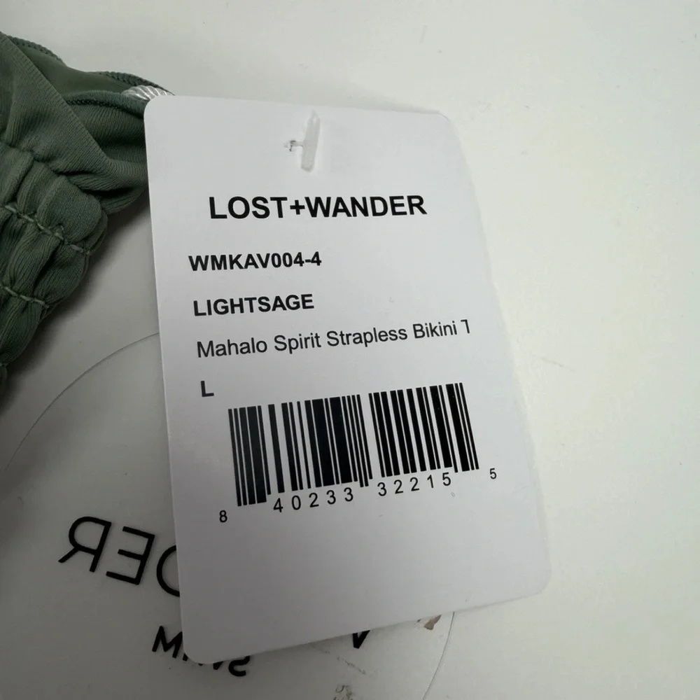 NWT Lost + Wander Mahalo Spirit Smocked Bikini Top Sage Green L